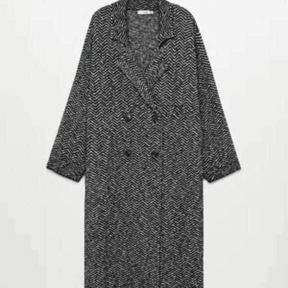 Mango Oversized Chevron Striped Trench Cardigan - Picture 5 of 8